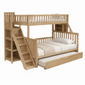 Etagenbett mit Ausziehbett Natur Kiefer Massivholz rechteckig 90 x 200 cm 140 x 200 cm 90 x 190 cm 203 x 151 x 170 cm
