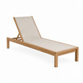 Verstellbare Gartenliege Natur aus Teakholz und Polyestergewebe 200 x 65 x 35 cm