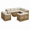 Gartenlounge Set 4-teilig Beige Akazienholz mit Polyesterpolstern Ecksofa 250 x 250 x 75 cm