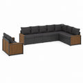Gartenlounge Gartensofa Set 6-teilig Anthrazit Aluminium Akazienholz L-Form 300 x 230 x 70 cm