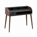 Schreibtisch mit Ablagefächern und Schublade Walnussbraun Schwarz MDF rechteckig 100 x 50 x 92 cm