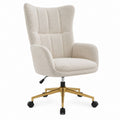 Drehbarer Sessel Creme Polyester-Bouclé mit Rollen Stahlgestell 63 x 66 x 112-122 cm