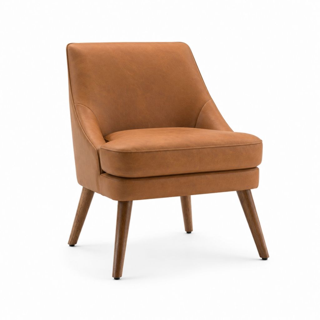 Sessel Cognac PU-Kunstleder mit Massivholzbeinen 68 x 76 x 78 cm
