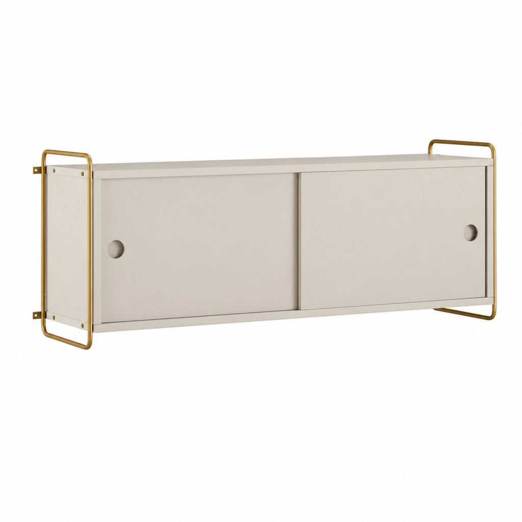 Rechteckiger Wandschrank mit Schiebetüren Beige Stahl Goldfarben 120 x 35 x 40 cm